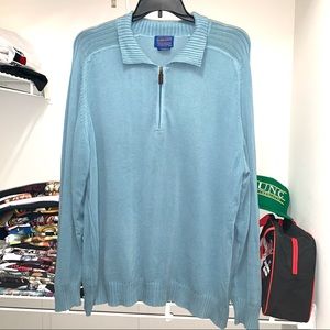 Mens Pendleton Quarter 1/4 Zip Sweater Long Sleeve Light Blue XL
